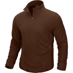 imageG Gradual Mens Quarter Zip Pullover Fleece with 2 Zipper Pockets Long Sleeve Golf Shirt Winter Athletic Sweater LightweightBrown