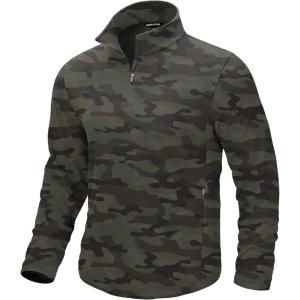 imageG Gradual Mens Quarter Zip Pullover Fleece with 2 Zipper Pockets Long Sleeve Golf Shirt Winter Athletic Sweater LightweightGreen Camo