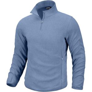 imageG Gradual Mens Quarter Zip Pullover Fleece with 2 Zipper Pockets Long Sleeve Golf Shirt Winter Athletic Sweater LightweightHeather Haze Blue