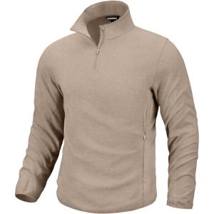 imageG Gradual Mens Quarter Zip Pullover Fleece with 2 Zipper Pockets Long Sleeve Golf Shirt Winter Athletic Sweater LightweightHeather Khaki