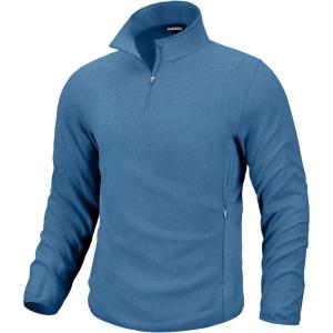imageG Gradual Mens Quarter Zip Pullover Fleece with 2 Zipper Pockets Long Sleeve Golf Shirt Winter Athletic Sweater LightweightHeather Sky Blue