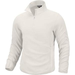 imageG Gradual Mens Quarter Zip Pullover Fleece with 2 Zipper Pockets Long Sleeve Golf Shirt Winter Athletic Sweater LightweightOffwhite