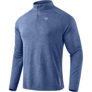 imageG Gradual Mens Running Shirts Long Sleeve Athletic Shirt Lightweight Quick Dry Quarter Zip Pullover for Men Workout Gym GolfBlue Heather