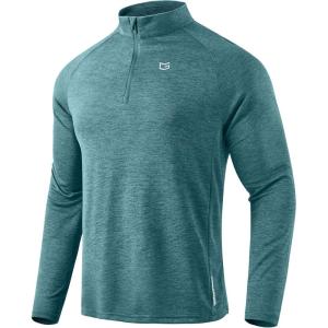 imageG Gradual Mens Running Shirts Long Sleeve Athletic Shirt Lightweight Quick Dry Quarter Zip Pullover for Men Workout Gym GolfCyan Heather