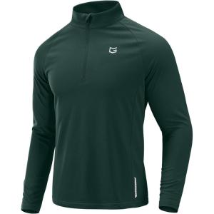 imageG Gradual Mens Running Shirts Long Sleeve Athletic Shirt Lightweight Quick Dry Quarter Zip Pullover for Men Workout Gym GolfDark Green