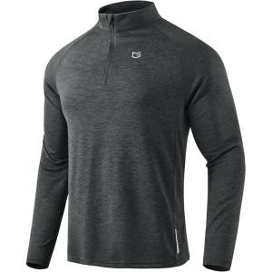imageG Gradual Mens Running Shirts Long Sleeve Athletic Shirt Lightweight Quick Dry Quarter Zip Pullover for Men Workout Gym GolfGrey Heather