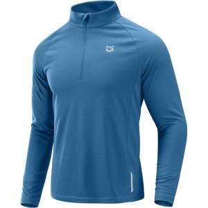imageG Gradual Mens Running Shirts Long Sleeve Athletic Shirt Lightweight Quick Dry Quarter Zip Pullover for Men Workout Gym GolfLake Blue