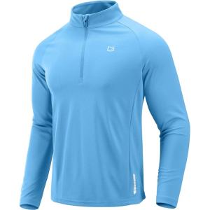 imageG Gradual Mens Running Shirts Long Sleeve Athletic Shirt Lightweight Quick Dry Quarter Zip Pullover for Men Workout Gym GolfLight Blue