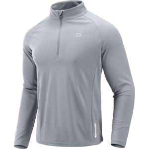 imageG Gradual Mens Running Shirts Long Sleeve Athletic Shirt Lightweight Quick Dry Quarter Zip Pullover for Men Workout Gym GolfLight Grey