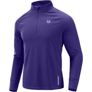 imageG Gradual Mens Running Shirts Long Sleeve Athletic Shirt Lightweight Quick Dry Quarter Zip Pullover for Men Workout Gym GolfPurple