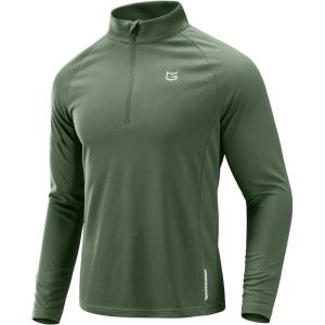 imageG Gradual Mens Running Shirts Long Sleeve Athletic Shirt Lightweight Quick Dry Quarter Zip Pullover for Men Workout Gym GolfSage Green