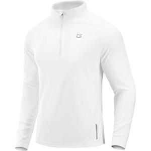 imageG Gradual Mens Running Shirts Long Sleeve Athletic Shirt Lightweight Quick Dry Quarter Zip Pullover for Men Workout Gym GolfWhite