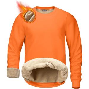 imageG Gradual Sherpa Lined Sweatshirts for Men Fleece Crewneck Sweatshirt Pullover Warm Shirts for WinterBright Orange