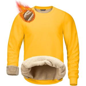 imageG Gradual Sherpa Lined Sweatshirts for Men Fleece Crewneck Sweatshirt Pullover Warm Shirts for WinterBright Yellow