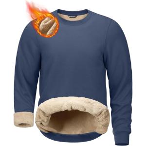 imageG Gradual Sherpa Lined Sweatshirts for Men Fleece Crewneck Sweatshirt Pullover Warm Shirts for WinterDark Blue