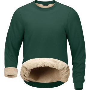 imageG Gradual Sherpa Lined Sweatshirts for Men Fleece Crewneck Sweatshirt Pullover Warm Shirts for WinterDark Forest Green