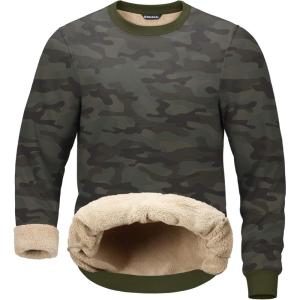 imageG Gradual Sherpa Lined Sweatshirts for Men Fleece Crewneck Sweatshirt Pullover Warm Shirts for WinterGreen Camo