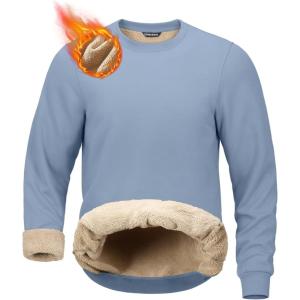 imageG Gradual Sherpa Lined Sweatshirts for Men Fleece Crewneck Sweatshirt Pullover Warm Shirts for WinterHaze Blue