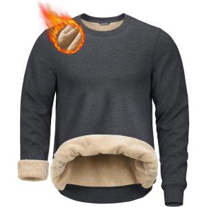 imageG Gradual Sherpa Lined Sweatshirts for Men Fleece Crewneck Sweatshirt Pullover Warm Shirts for WinterHeather Dark Grey