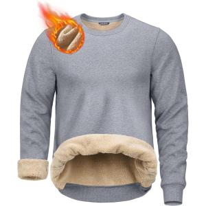 imageG Gradual Sherpa Lined Sweatshirts for Men Fleece Crewneck Sweatshirt Pullover Warm Shirts for WinterHeather Light Grey
