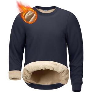 imageG Gradual Sherpa Lined Sweatshirts for Men Fleece Crewneck Sweatshirt Pullover Warm Shirts for WinterNavy