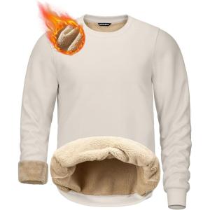imageG Gradual Sherpa Lined Sweatshirts for Men Fleece Crewneck Sweatshirt Pullover Warm Shirts for WinterOffwhite