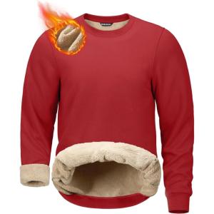 imageG Gradual Sherpa Lined Sweatshirts for Men Fleece Crewneck Sweatshirt Pullover Warm Shirts for WinterRed