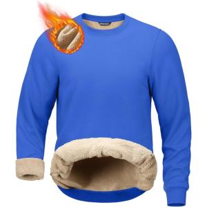 imageG Gradual Sherpa Lined Sweatshirts for Men Fleece Crewneck Sweatshirt Pullover Warm Shirts for WinterVictoria Blue