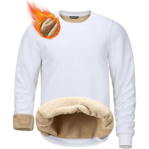 imageG Gradual Sherpa Lined Sweatshirts for Men Fleece Crewneck Sweatshirt Pullover Warm Shirts for WinterWhite