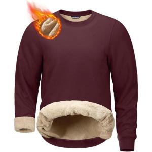 imageG Gradual Sherpa Lined Sweatshirts for Men Fleece Crewneck Sweatshirt Pullover Warm Shirts for WinterWine