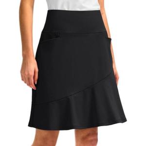 imageG Gradual Skorts Skirts for Women with 5 Pockets 20quot Knee Length Golf Skirt Modest Long Tennis Athletic Skirts for WomenBlack