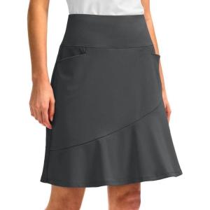 imageG Gradual Skorts Skirts for Women with 5 Pockets 20quot Knee Length Golf Skirt Modest Long Tennis Athletic Skirts for WomenDark Grey