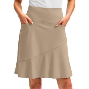 imageG Gradual Skorts Skirts for Women with 5 Pockets 20quot Knee Length Golf Skirt Modest Long Tennis Athletic Skirts for WomenLight Khaki