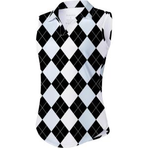 imageG Gradual Sleeveless Golf Shirts for Women Collared V Neck Tennis Tank Top Cooling Polo UPF 50 Quick Dry LightweightGrey Argyle