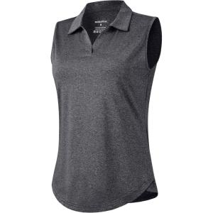 imageG Gradual Sleeveless Golf Shirts for Women Collared V Neck Tennis Tank Top Cooling Polo UPF 50 Quick Dry LightweightHeather Charcoal Grey