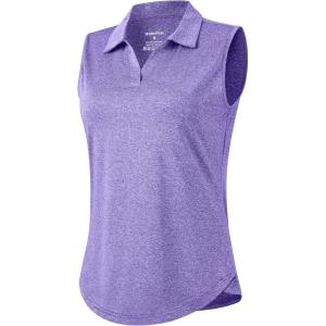 imageG Gradual Sleeveless Golf Shirts for Women Collared V Neck Tennis Tank Top Cooling Polo UPF 50 Quick Dry LightweightHeather Dark Purple