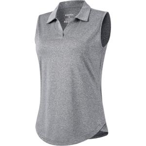 imageG Gradual Sleeveless Golf Shirts for Women Collared V Neck Tennis Tank Top Cooling Polo UPF 50 Quick Dry LightweightHeather Grey