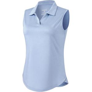 imageG Gradual Sleeveless Golf Shirts for Women Collared V Neck Tennis Tank Top Cooling Polo UPF 50 Quick Dry LightweightHeather Grey Blue