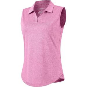 imageG Gradual Sleeveless Golf Shirts for Women Collared V Neck Tennis Tank Top Cooling Polo UPF 50 Quick Dry LightweightHeather Light Rose