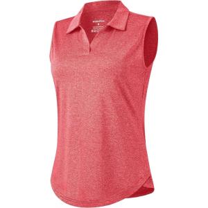 imageG Gradual Sleeveless Golf Shirts for Women Collared V Neck Tennis Tank Top Cooling Polo UPF 50 Quick Dry LightweightHeather Red