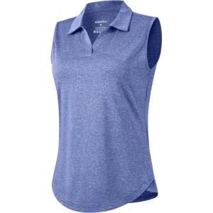 imageG Gradual Sleeveless Golf Shirts for Women Collared V Neck Tennis Tank Top Cooling Polo UPF 50 Quick Dry LightweightHeather Royal Blue