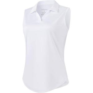 imageG Gradual Sleeveless Golf Shirts for Women Collared V Neck Tennis Tank Top Cooling Polo UPF 50 Quick Dry LightweightHeather White