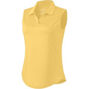 imageG Gradual Sleeveless Golf Shirts for Women Collared V Neck Tennis Tank Top Cooling Polo UPF 50 Quick Dry LightweightHeather Yellow