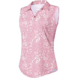 imageG Gradual Sleeveless Golf Shirts for Women Collared V Neck Tennis Tank Top Cooling Polo UPF 50 Quick Dry LightweightPink Paisley