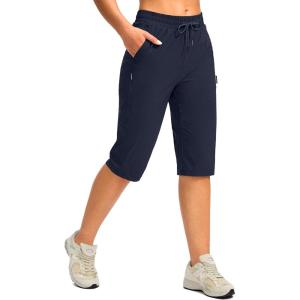 imageG Gradual Womens 15 Long Shorts Below The Knee Hiking Cargo Capris Stretch Quick Dry Bermuda Shorts for Women with PocketsNavy