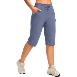 imageG Gradual Womens 15 Long Shorts Below The Knee Hiking Cargo Capris Stretch Quick Dry Bermuda Shorts for Women with PocketsSlate Blue