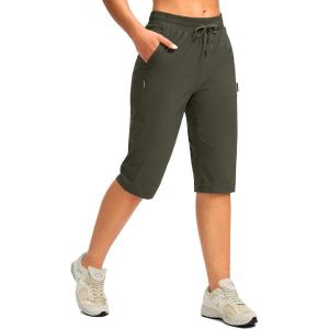 imageG Gradual Womens 15 Long Shorts Below The Knee Hiking Cargo Capris Stretch Quick Dry Bermuda Shorts for Women with PocketsSlate Green