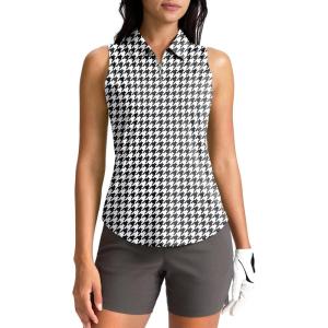 imageG Gradual Womens Golf Shirt Sleeveless Zip Up Polo Shirts for Women Collared Lightweight Tennis Athletic Tank TopHoundstooth