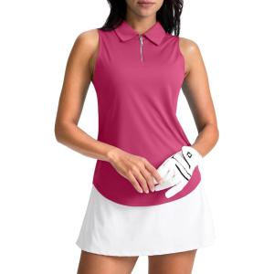 imageG Gradual Womens Golf Shirt Sleeveless Zip Up Polo Shirts for Women Collared Lightweight Tennis Athletic Tank TopLight Rose