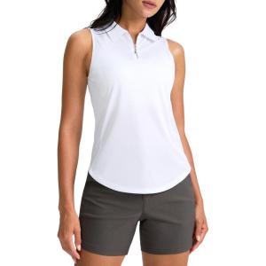 imageG Gradual Womens Golf Shirt Sleeveless Zip Up Polo Shirts for Women Collared Lightweight Tennis Athletic Tank TopWhite